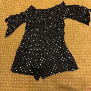 Xhilaration Black and White Polka Dot Romper